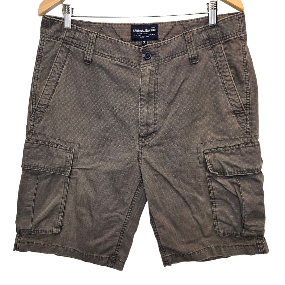 Nautica Men's 33 Brown Flat Front Cargo Cotton Shorts